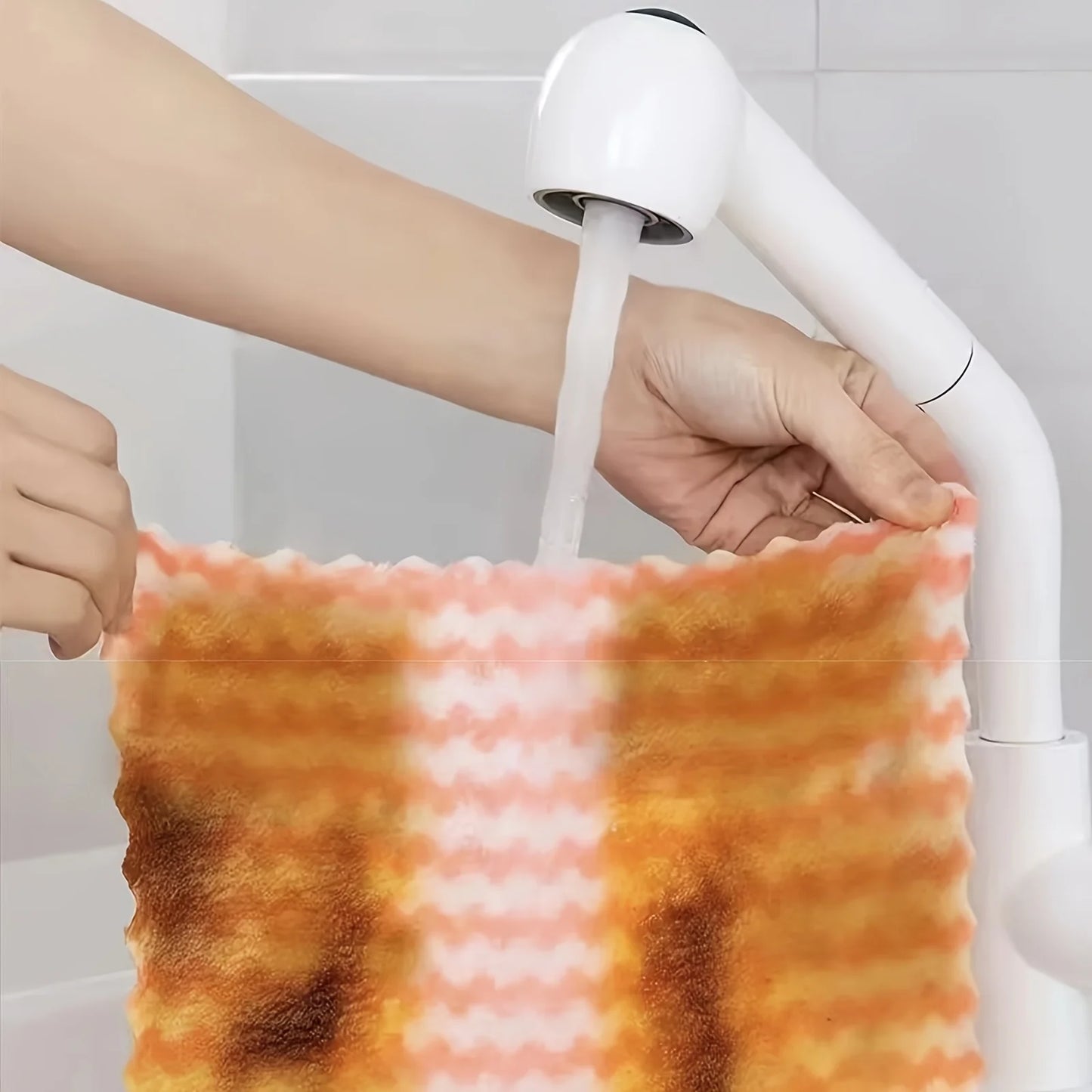Coral fleece wavy cloth, kitchen absorbent dishwashing cloth
