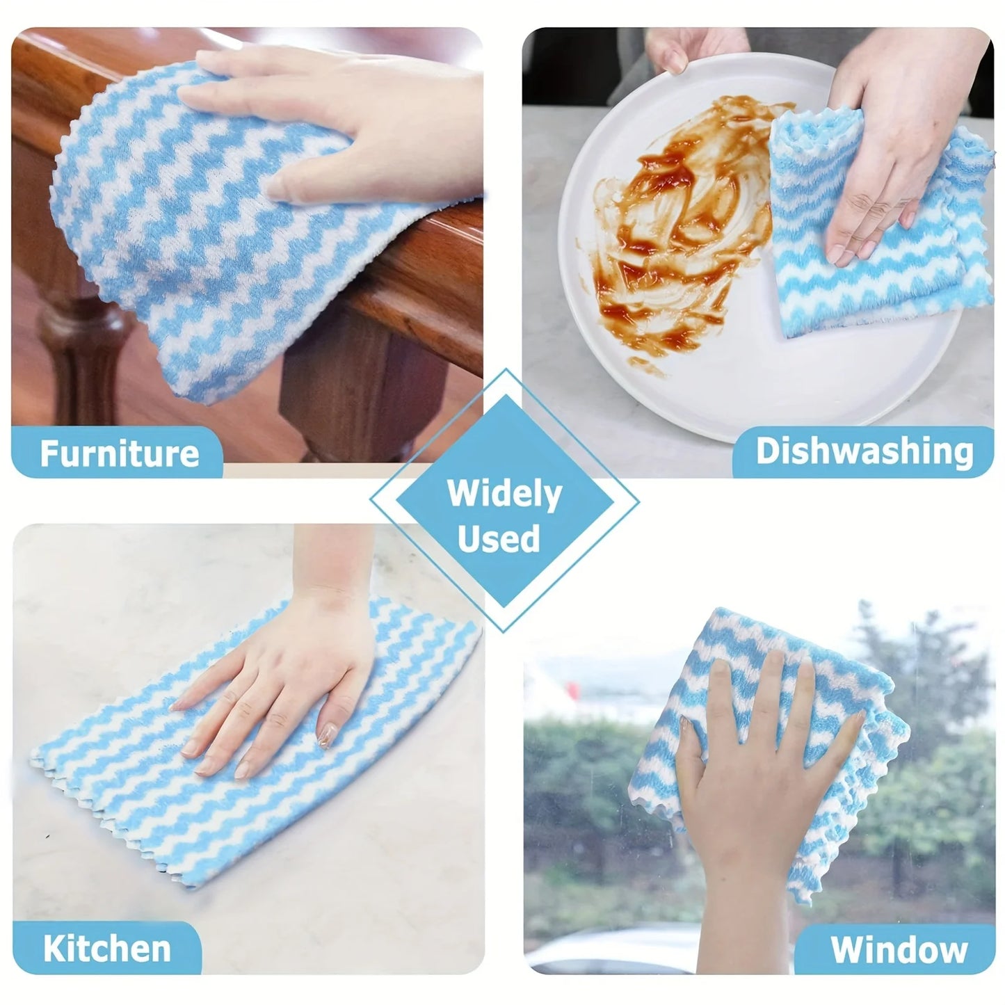 Coral fleece wavy cloth, kitchen absorbent dishwashing cloth