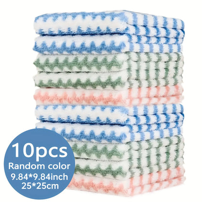 Coral fleece wavy cloth, kitchen absorbent dishwashing cloth