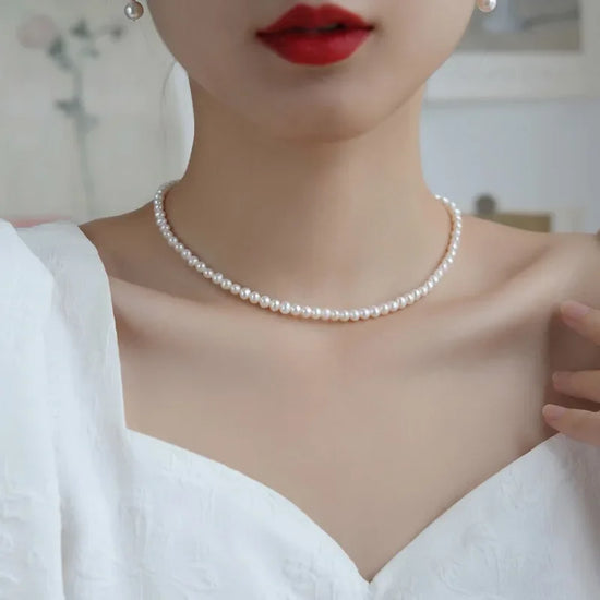 Classic Camellia Flower Necklace Imitation Pearl Double Layer Necklace for women&