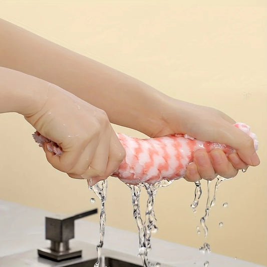 Coral fleece wavy cloth, kitchen absorbent dishwashing cloth