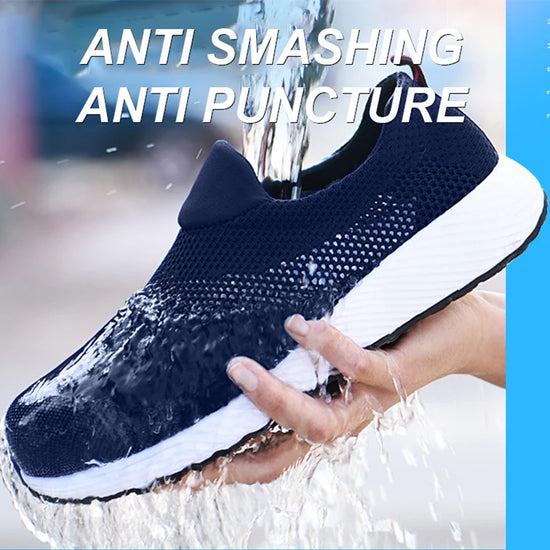 Breathable Safety Shoes Man Steel Toe Anti-Puncture Reinforced Sole Men&