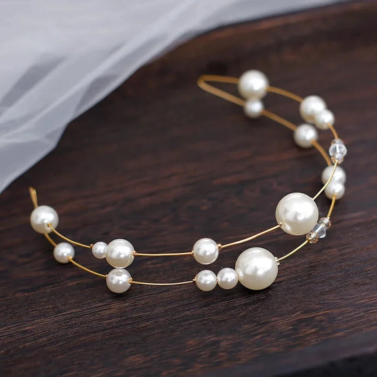 Simple Chain Hair Vine Pearl Hairband Banquet Wedding Hair Accessories For Women Bridal Masquerade Headband Fashion Hair Jewelry