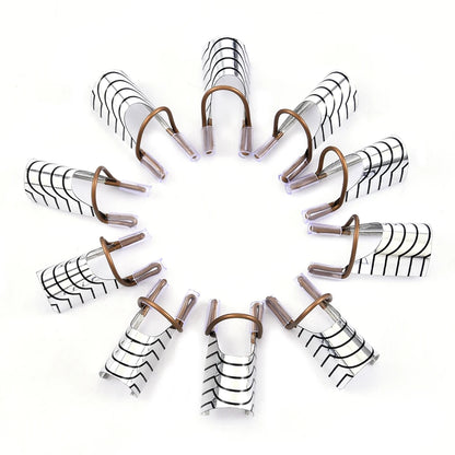 10Pcs Reusable Aluminum Nail Extension Forms – Manicure Stencil Guide Tool