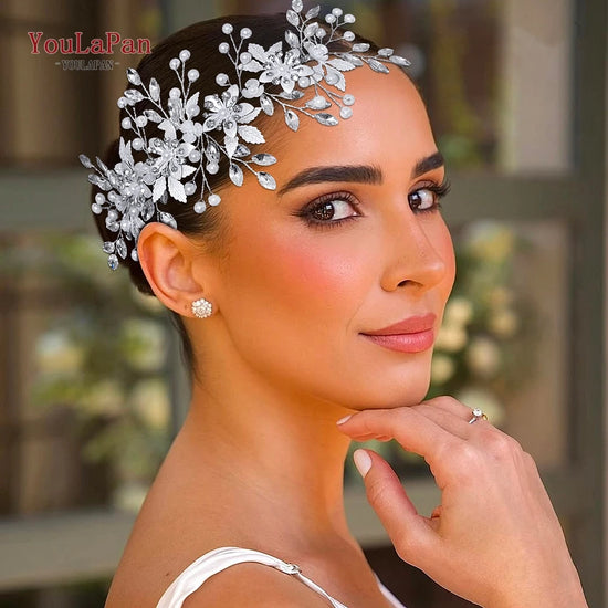 TOPQUEEN Wedding Bride Hair Comb Alloy Leaf Headdress Woman Fashion Headpiece Bridal Headwear Party Hair Accessories HP896