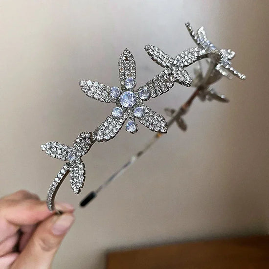 Full of Rhinestone Flower Hairbands for Women Exaggerated Temperament Hair Accessories Fashion Retro Personality Bride Headwear
