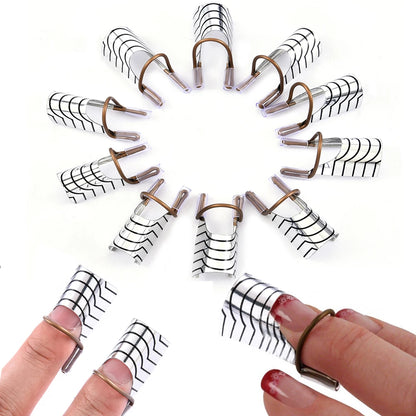 10Pcs Reusable Aluminum Nail Extension Forms – Manicure Stencil Guide Tool