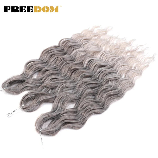 Synthetic Loose Deep Wave Braiding Hair Extensions 24 Inch Deep Curly Twist Crochet Braid Hair Ombre Blonde Brown Anna Hair