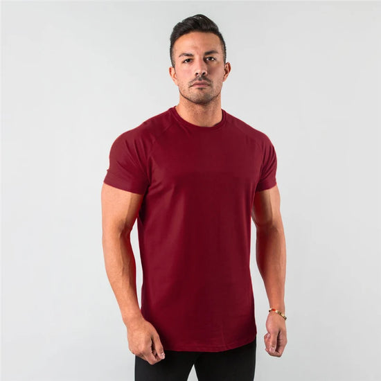 Plain Clothing Fashion T Shirt Men Cotton Breathable Fitness Mens Short Sleeve T-shirt Gym Tshirt Summer Tight Tee Shirt Homme