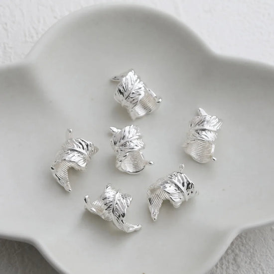 4PCS Dainty Feather Shape Beads for Handmade Beaded Necklace 14K Gold Plated Jewelry Making Supplies Accessories 20*10mm