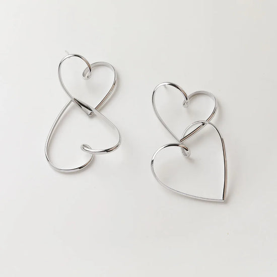2PCS Dainty Double Heart Ear Studs Earrings for Jewelry Making DIY Hand Made Brass 14k Gold Plated 52*32mm Accessories