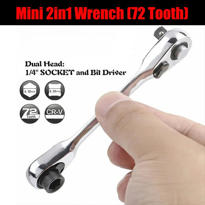 1/4 inch Drive Deep Socket Set 6-Point Hex Short Socket Set Ratchet Wrench 72 Tooth Drive Ratchet Socket Wrench Tool