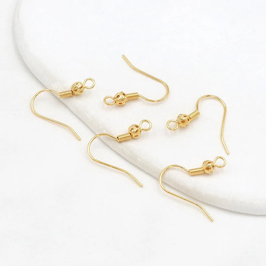 20pcs 19*20mm Brass Ear Wire Hollow Earring Hook Clasps 18K Gold Plated Earrings Connectors DIY Jewelry Making Supplies