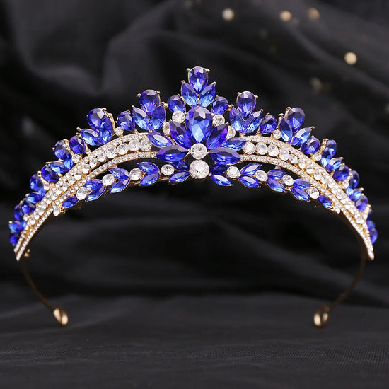 DIEZI Korean Green Blue Opal Crystal Princess Crown For Women Wedding Luxury Queen Princess Bridal Party Tiaras Hair Accessories