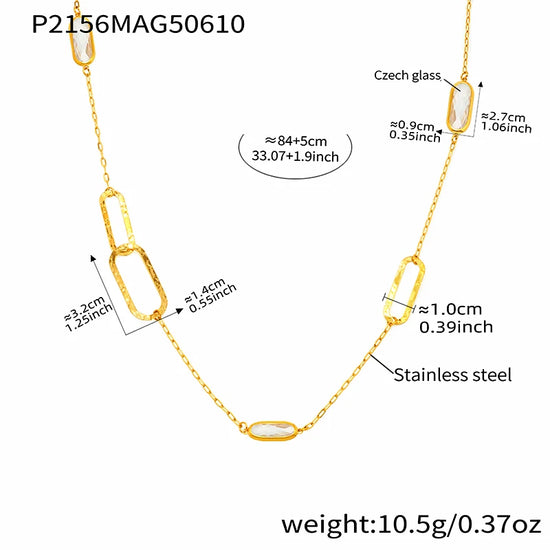 Nivora Style Unique Long Chain Glass Necklace For Women Stainless Steel Necklace Women Bridal Wedding Jewelry Clothing Accessory