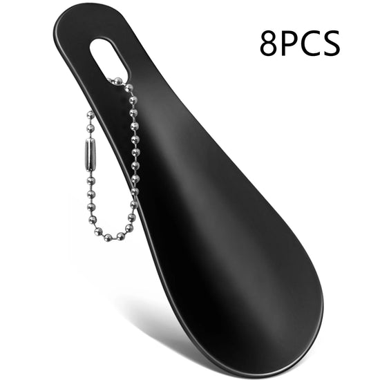 10cm Easy Carry Mini Black Shoehorn Metal Durable Stainless Steel Portable Fashion Key Ring Shoe Horns Accessories  Aid Tool