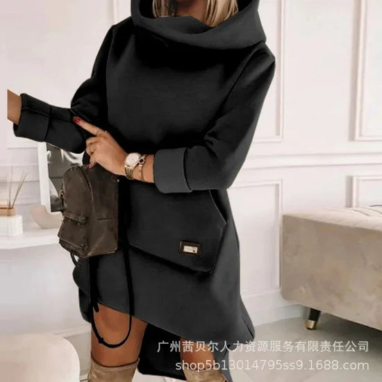 Turtleneck Long Sleeve Sweatshirt Women Casual Dress Autumn Winter Hoodies Long Tops Pockets Casual Loose Sweatshirts Y2k