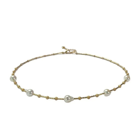 Natural Freshwater Pearl Short Necklace Starry Collarbone Chain Shirt Accessory Choker Women