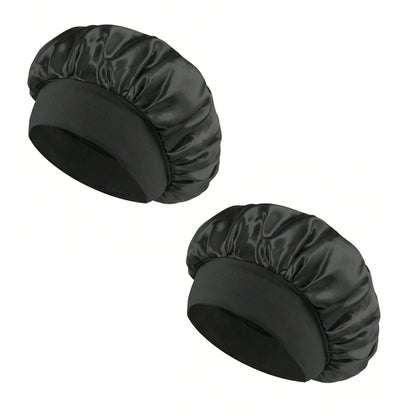 1/2pc Satin Wide Brim Nightcap Silky Bonnet Hair Wrap Sleeping Sleep Cap With Elastic Soft Band Styling Cap Hair Wrapping Tool