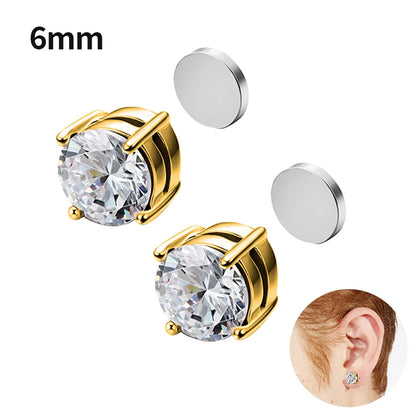 1/3 Pair Crystal Strong Magnetic Ear Stud Clip Earrings for Men and Women Punk Round Zircon Magnet Earrings Non Piercing Jewelry