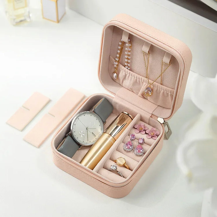 1pc Portable Jewelry Storage Box – Mini Layered Organizer for Earrings, Necklaces, Rings & More