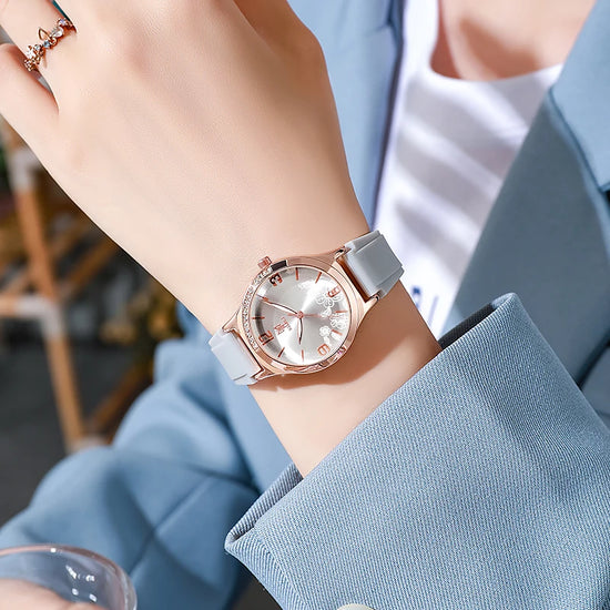 Fashion 2025 Simple Rose Gold Digital Floral Women&