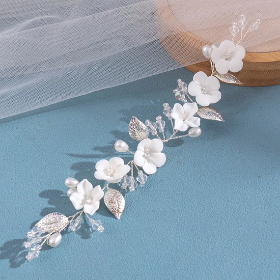 White Flower Headbands Super Fairy Pearls Rhinestone Hairbands Women Girls Bride Headdress Hair Styling Jewelry Accessories