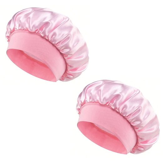 1/2pc Satin Wide Brim Nightcap Silky Bonnet Hair Wrap Sleeping Sleep Cap With Elastic Soft Band Styling Cap Hair Wrapping Tool