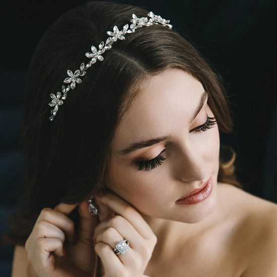 Exquisite Lady Rhinestone Flower Headband Crown Bridal Hair Decoration Charming Tiara Baroque Wedding Head Jewelry Handmade Gift