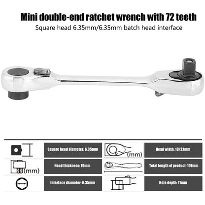 1/4 inch Drive Deep Socket Set 6-Point Hex Short Socket Set Ratchet Wrench 72 Tooth Drive Ratchet Socket Wrench Tool