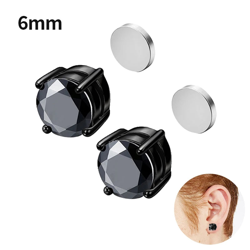 1/3 Pair Crystal Strong Magnetic Ear Stud Clip Earrings for Men and Women Punk Round Zircon Magnet Earrings Non Piercing Jewelry