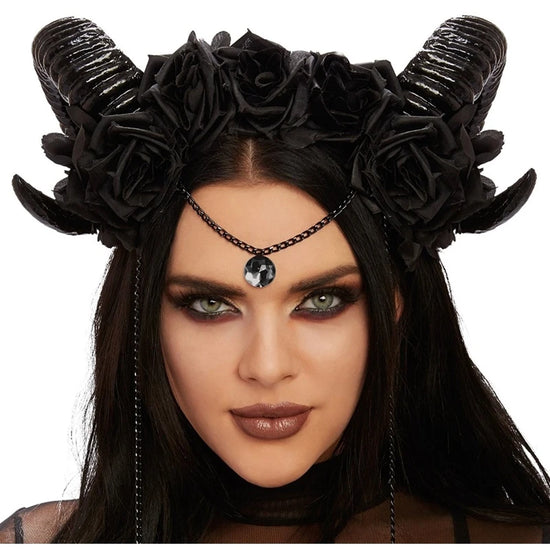 Black Demon Horn Headdress Cosplay Headwear Gothic Animal Sheep Devil Horns Headband Halloween Carnival Party Costume Props
