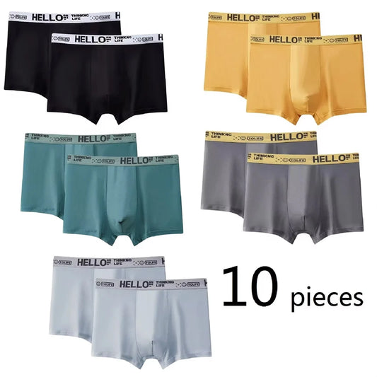 10 Pieces Men Boxers Shorts Underpants Underwear 2XL 3XL 4XL 10 Colors Mixing Soft Sports Casual