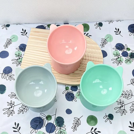 Pet feeding bowl Diagonal neck guard bowl Large caliber dog bowl Pet supplies diagonal to prevent upset