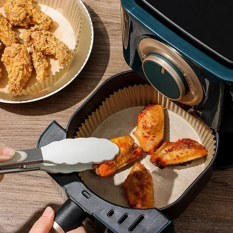 50/100/200pcs Disposable Air Fryer Paper Liners – Round/Square Silicone Oil Baking Paper