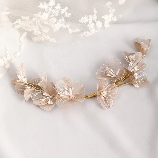 Flower Hairbands Bride Tiaras Wedding Hair Jewelry For Women Pearl Headband Exquisite Party Headdress Marriage Hair Accessories