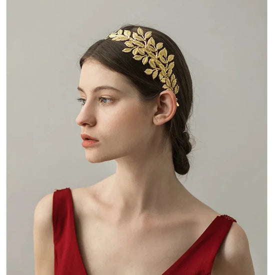 Greek Roman Goddess Metal Olive Leaf Headbands Diadema Hair Accessories Tiara Crown Golden Headpiece Bridal Wedding Head Jewelry