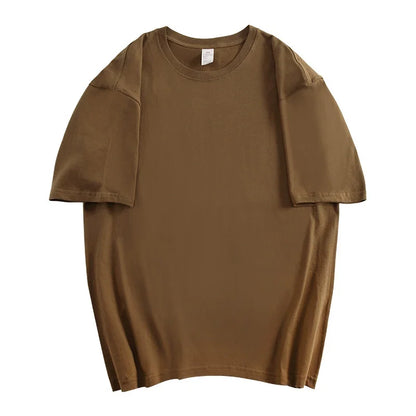 100% Cotton Men's Women Summer T-shirt Loose Short-sleeved Casual Basic T-Shirt Round Neck Solid Color Breathable Unisex Tops