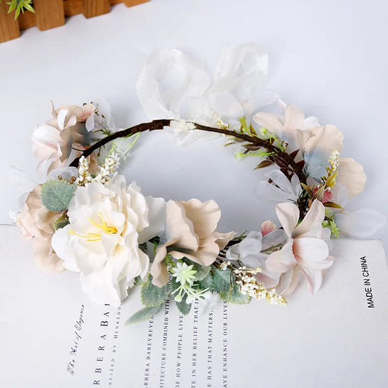 Girl Flower Wreaths Garland Crown Diadem Wedding Baroque Hairband hair flower Crown Bridal Headband Fairy Princess Hair Tiaras