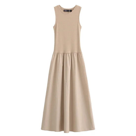 HXAO Khaki Elegant Long Dresses 2025 Women&