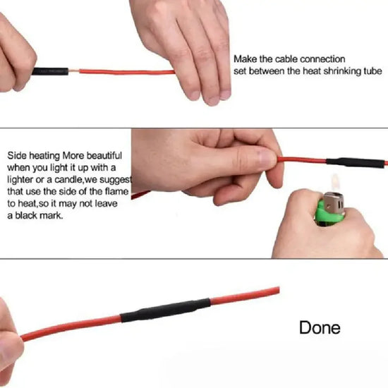 127PCS Black Red Heat Shrink Tubing 2:1 Assortment Polyolefin Tube Car Cable Sleeving Wrap Wire Kit