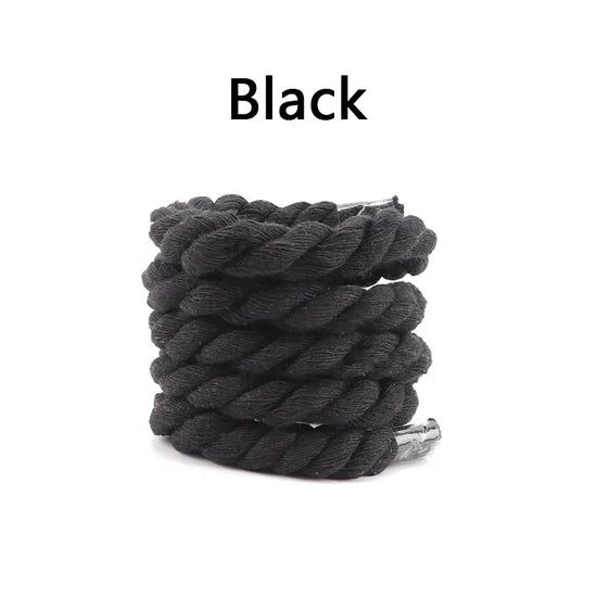 Quality Round Shoelaces Hand-woven 0.8CM Shoelace Three-strand Cotton Rope Solid Color Bold Cotton Twist Decoration Shoe Laces