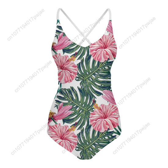 Green Plant Print Pattern Swimsuit Women Sling Swimsuits Sexy Swimwear Pool Beach Bikini Summer Holiday Customize Bathing Suits