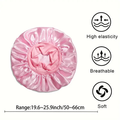 1/2pc Satin Wide Brim Nightcap Silky Bonnet Hair Wrap Sleeping Sleep Cap With Elastic Soft Band Styling Cap Hair Wrapping Tool