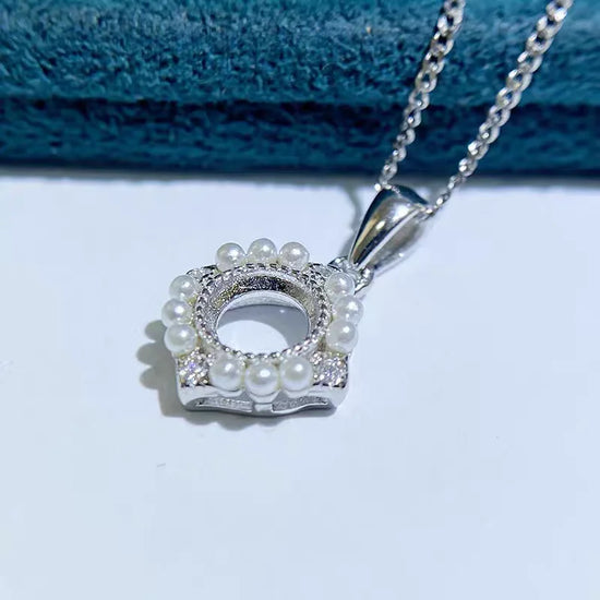 MeiBaPJ 5mm/6mm Round Stones Pearl Jewelry Set Holder Pendant Earrings Ring 3-pieces Suit Fine Wedding Jewelry for Women