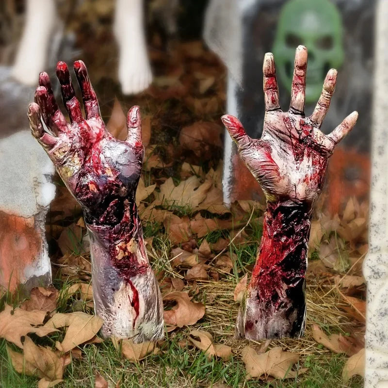 Bloody Hands Garden Plug-In Halloween Decor