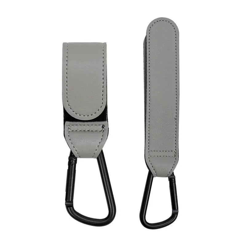 1/2PCS Baby Stroller Hooks - PU Leather Pram Organizer for Diaper Bag Travel Accessories with Climbing Buckle