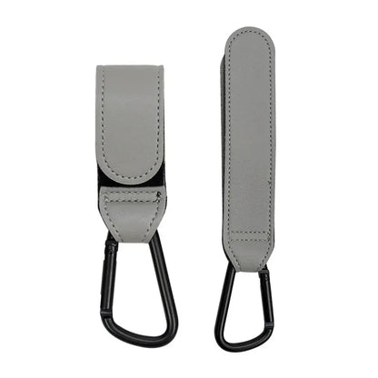 1/2PCS Baby Stroller Hooks - PU Leather Pram Organizer for Diaper Bag Travel Accessories with Climbing Buckle