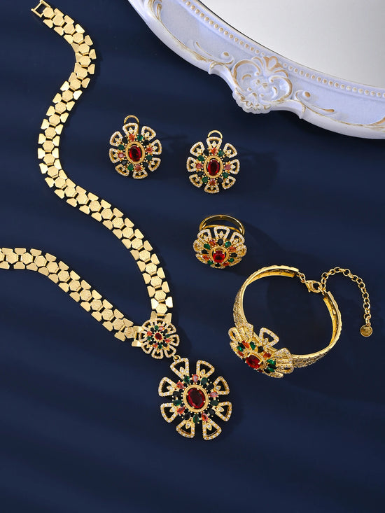 5pcs/set Fashionable 18k Gold-plated Jewelry Collection with a Deer Head Design and Gold-plated Jewelry for Daily Wear