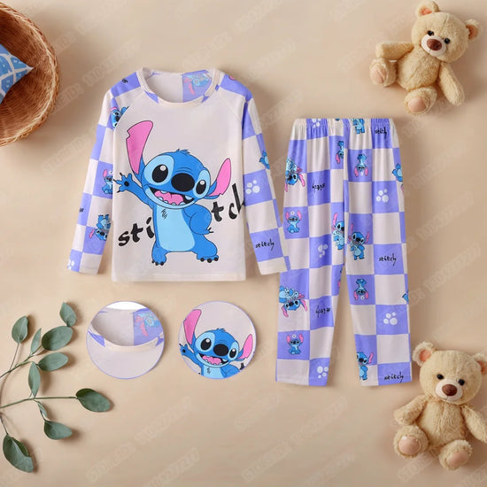 Kids Stitch Pajamas 2pcs/set for Boys Girls Home Wear Kids Casual Sleepwear Long Sleeve Pajamas Bottoms Suit Cute Gifts
